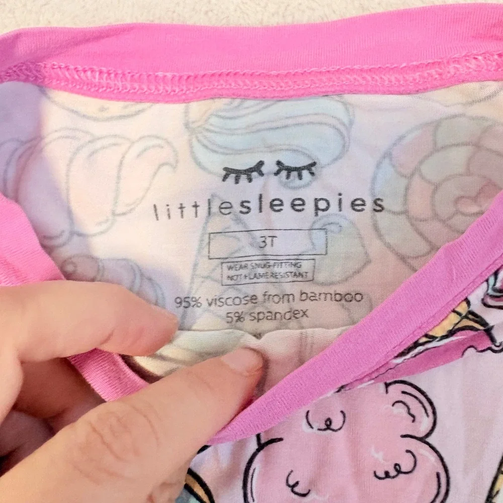 Little Sleepies Sweet Treats Pajama Set Kids Pink size 3T Bamboo Viscose Longe